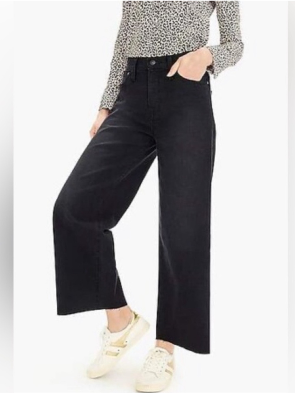 NEW J.CREW wide-leg crop jean in all-day stretch in black 29